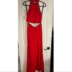 B. Darwin 2 Piece Prom Dress (7/8) Red